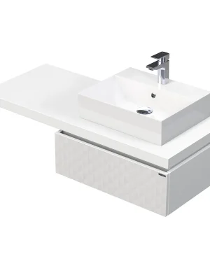 Desk 3D - skříňka 120 cm s umyvadlem na desku vpravo, 1 zásuvka, závěsná, bílá (DE 54 3D 120 P STORM 1Z B073) Tovární Cena