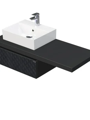 Desk 3D - skříňka 120 cm s umyvadlem na desku vlevo, 1 zásuvka, závěsná, černá (DE 54 3D 120 L STORM 1Z U129) Rychlé Dodání
