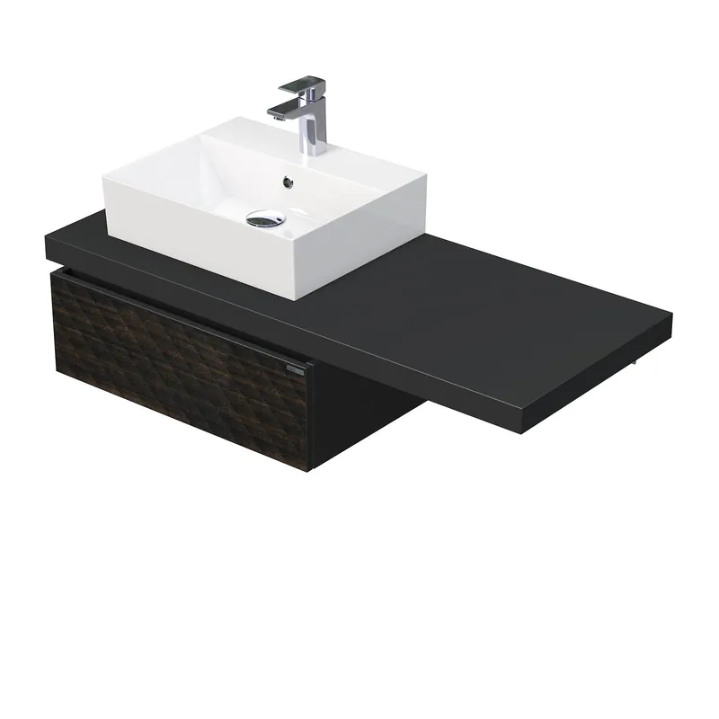 Hoge Kwaliteit Desk 3D - skříňka 120 cm s umyvadlem na desku vlevo, 1 zásuvka, závěsná, dřevodekor (DE 54 3D 120 L STORM 1Z LR29)