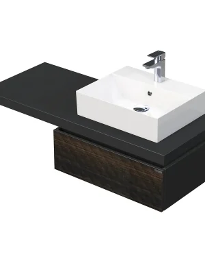Desk 3D - skříňka 120 cm s umyvadlem na desku vpravo, 1 zásuvka, závěsná, dřevodekor (DE 54 3D 120 P STORM 1Z LR29) Levný
