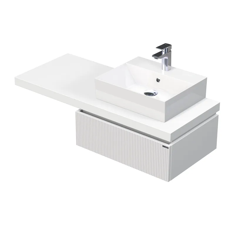 Weekendaanbieding Desk 3D - skříňka 120 cm s umyvadlem na desku vpravo, 1 zásuvka, závěsná, bílá (DE 54 3D 120 P STORM 1Z A891)