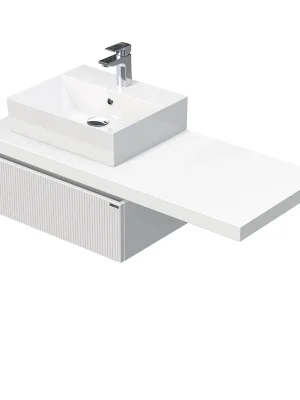 Výhodná Nabídka Desk 3D - skříňka 120 cm s umyvadlem na desku vlevo, 1 zásuvka, závěsná, bílá (DE 54 3D 120 L STORM 1Z A891)