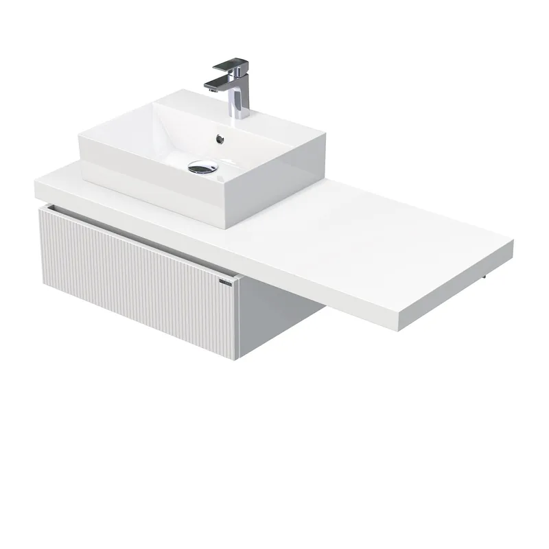 Voordeelprijs Desk 3D - skříňka 120 cm s umyvadlem na desku vlevo, 1 zásuvka, závěsná, bílá (DE 54 3D 120 L STORM 1Z A891)