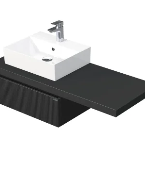 Akční Cena Desk 3D - skříňka 120 cm s umyvadlem na desku vlevo, 1 zásuvka, závěsná, černá (DE 54 3D 120 L STORM 1Z A9276)