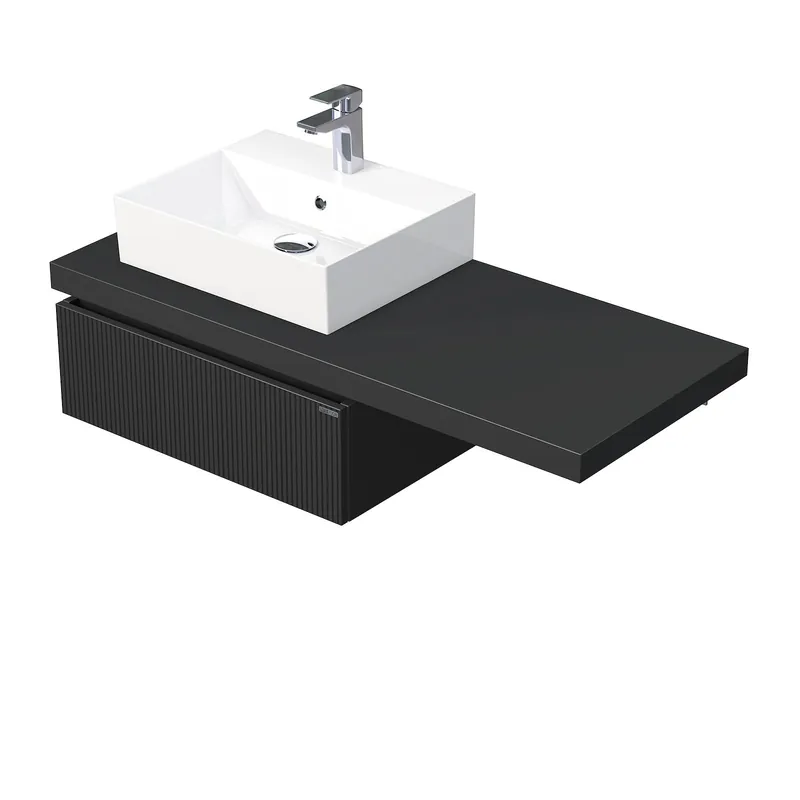 Actieprijs Desk 3D - skříňka 120 cm s umyvadlem na desku vlevo, 1 zásuvka, závěsná, černá (DE 54 3D 120 L STORM 1Z A9276)