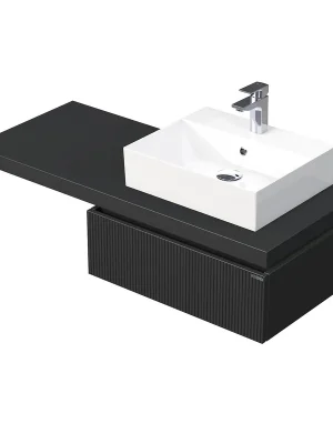Desk 3D - skříňka 120 cm s umyvadlem na desku vpravo, 1 zásuvka, závěsná, černá (DE 54 3D 120 P STORM 1Z A9276) Ověřený
