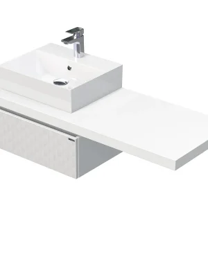 Desk 3D - skříňka 130 cm s umyvadlem na desku vlevo, 1 zásuvka, závěsná, bílá (DE 54 3D 130 L STORM 1Z B073) Vysoce Kvalitní