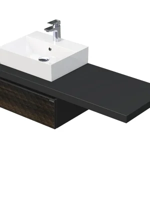 Desk 3D - skříňka 130 cm s umyvadlem na desku vlevo, 1 zásuvka, závěsná, dřevodekor (DE 54 3D 130 L STORM 1Z LR29) Značkový