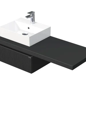 Desk 3D - skříňka 130 cm s umyvadlem na desku vlevo, 1 zásuvka, závěsná, černá (DE 54 3D 130 L STORM 1Z A9276) Kup Teď