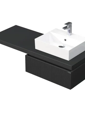 Akční Cena Desk 3D - skříňka 130 cm s umyvadlem na desku vpravo, 1 zásuvka, závěsná, černá (DE 54 3D 130 P STORM 1Z A9276)