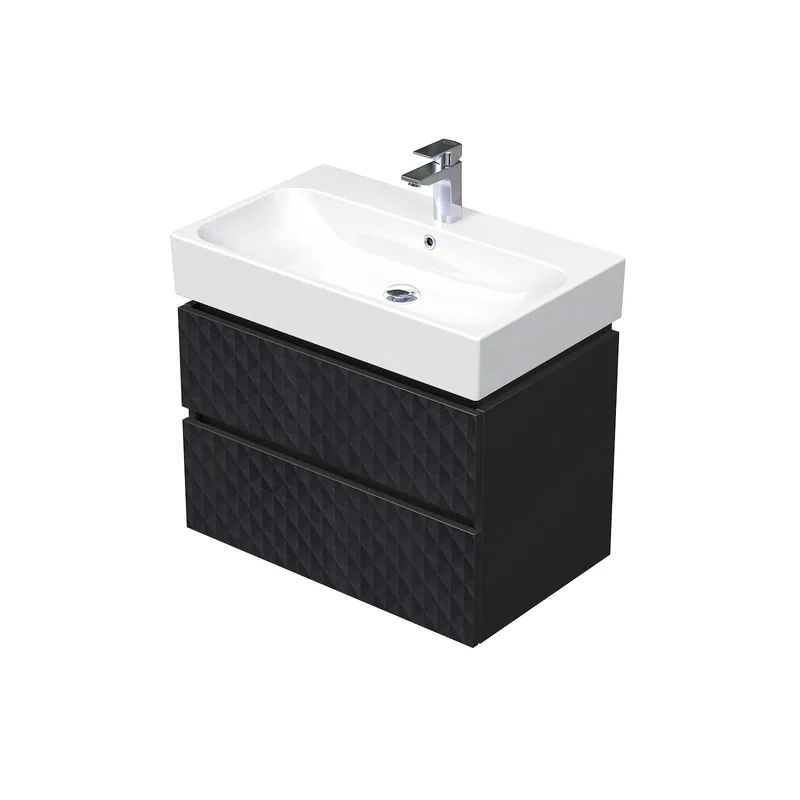 Beste Prijs Storm 3D - spodní skříňka pod umyvadlo 75 cm, 2 zásuvky, závěsná, černá (STORM 3D 75 2Z U129)