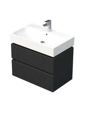Sleva Storm 3D - spodní skříňka pod umyvadlo 75 cm, 2 zásuvky, závěsná, černá (STORM 3D 75 2Z A9276)