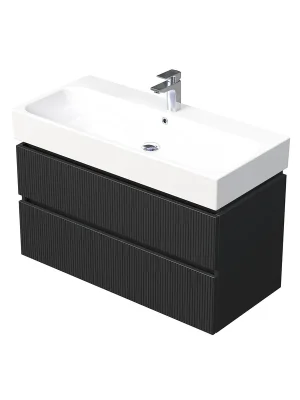 Pouze Dnes Storm 3D - spodní skříňka pod umyvadlo 100 cm, 2 zásuvky, závěsná, černá (STORM 3D 100 2Z A9276)