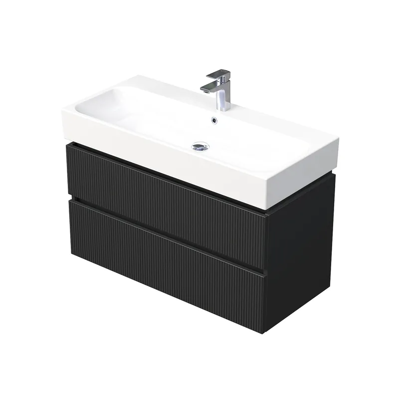 Pouze Dnes Storm 3D - spodní skříňka pod umyvadlo 100 cm, 2 zásuvky, závěsná, černá (STORM 3D 100 2Z A9276)