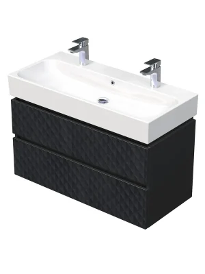 Storm 3D - spodní skříňka pod umyvadlo 100 cm, 2 zásuvky, závěsná, černá (STORM 3D 100D 2Z U129) Must-Have