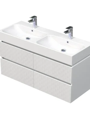 Premium Storm 3D - spodní skříňka pod dvojumyvadlo 120 cm, 4 zásuvky, závěsná, bílá (STORM 3D 120D 4Z B073)