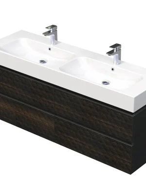 Storm 3D - spodní skříňka pod dvojumyvadlo 150 cm, 4 zásuvky, závěsná, dřevodekor (STORM 3D 150D 4Z LR29) Značkový