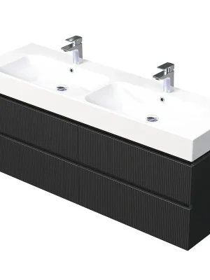 Storm 3D - spodní skříňka pod dvojumyvadlo 150 cm, 4 zásuvky, závěsná, černá (STORM 3D 150D 4Z A9276) Poslední Šance