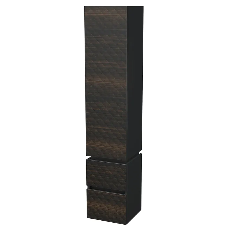 Storm 3D - vysoká skříňka pravá 170x35 cm, 1 dvířka, 2 zásuvky, závěsná, dřevodekor (STORM 3D SV 35 1D2Z P LR29) Korting