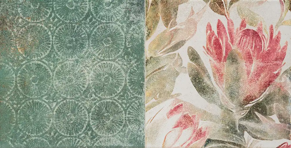 Beperkte Voorraad Margot flower C - obkládačka inzerto 30,8x60,8 zelená (6004799)