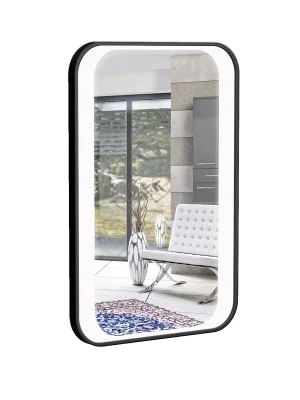 Sleva Majestic - zrcadlo 50x75 s integrovaným LED osvětlením, hliníkový rám černý (MA ZS 50 B LED)