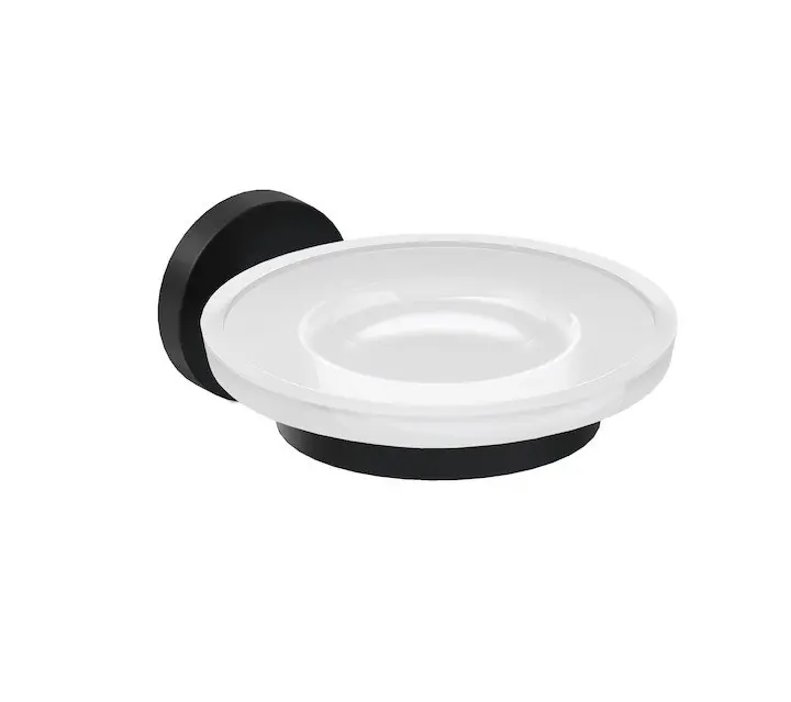 Mio - držák na mýdlo, prům. 110 mm, matné sklo, černý mat (H3832F17160001) Premium