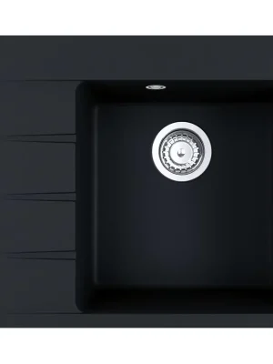 Centro CNG 611-62 TL/7 Fragranit - kuchyňský dřez 62x50, odkapávací plocha vlevo, onyx (114.0637.492) Rechtstreeks Van De Fabrikant
