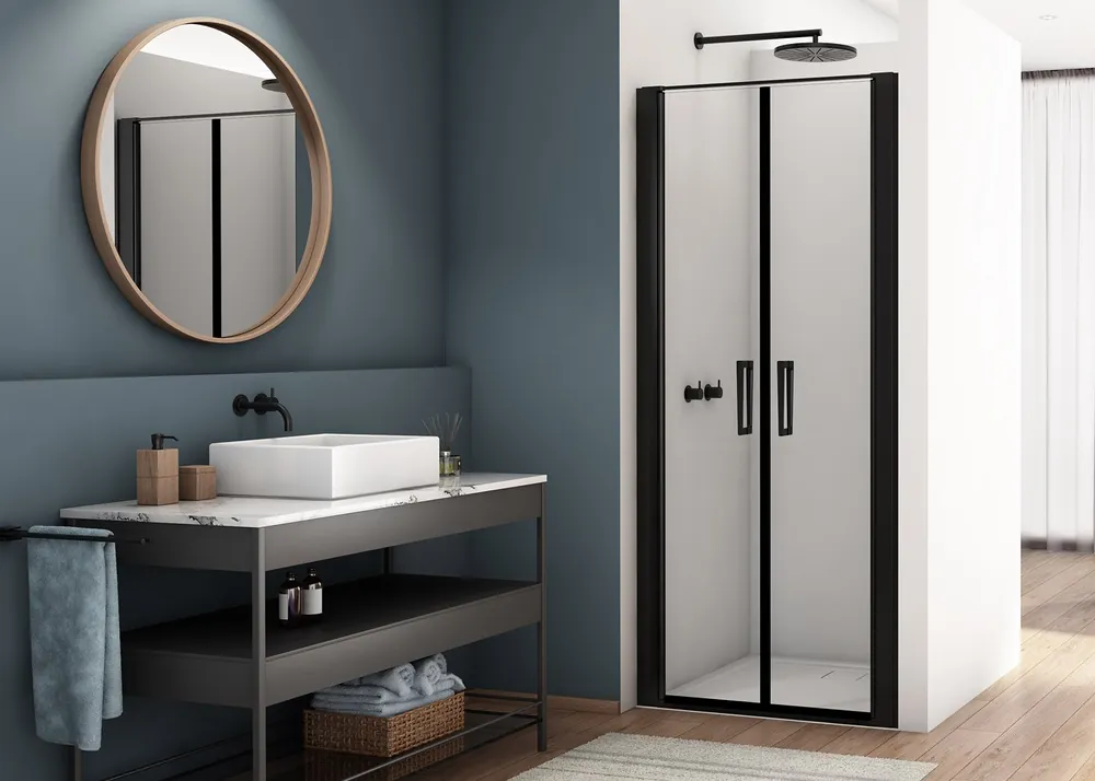 Rechtstreeks Van De Fabrikant D22T2 - dvoukřídlé dveře 80 cm, profil černý (D22T208006)