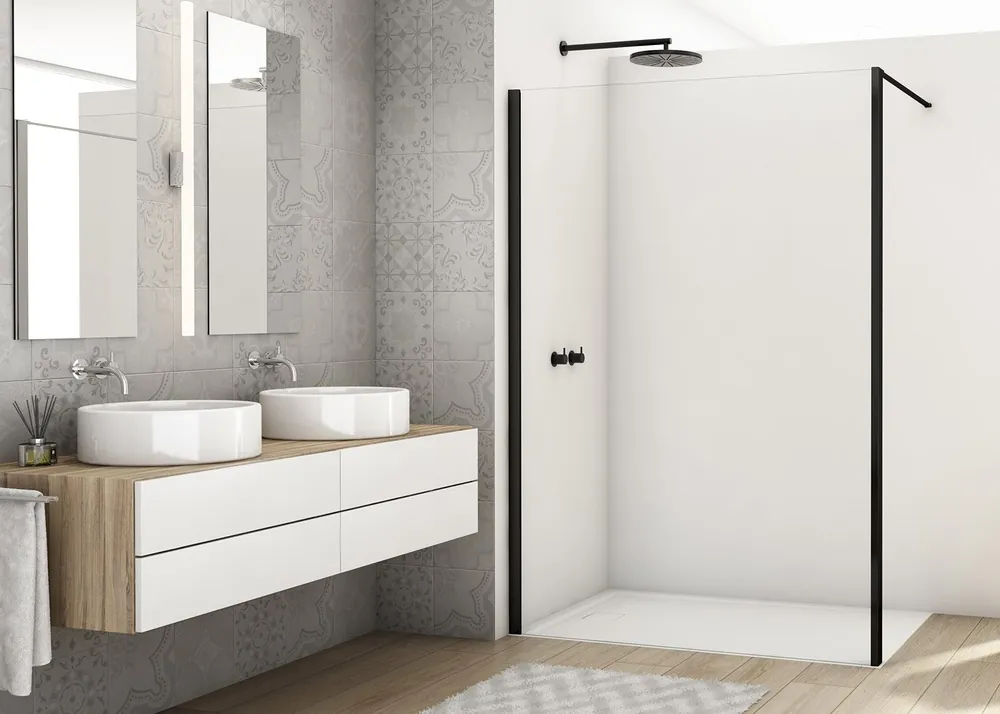 Nieuw D22WI1H - pevná stěna 70 cm, vodorovná vzpěra, profil černý (D22WI1H07006)