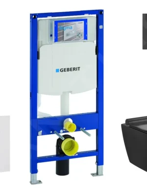 Geberit Duofix - set předstěnové instalace, klozetu Gaia a sedátka softclose, tlačítko Sigma30, matná černá/černá (SANI11CA5500) Super Cena