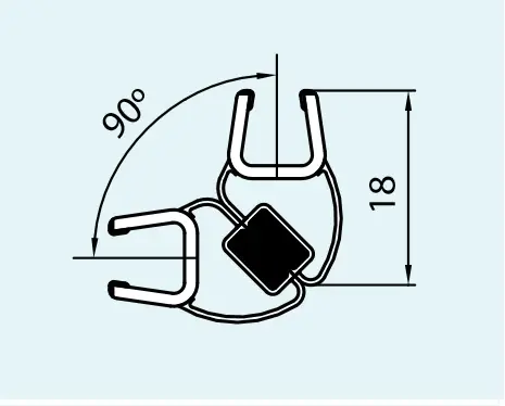 Laatste Kans Svislé magnetické těsnění 90° na 6 mm skla, pro Cadura, Divera, Top-Line S, Annea, Solino, černé (42352.6KD.2000)