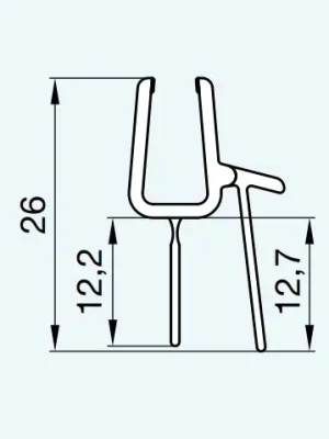 Značkový Vodorovné těsnění na 6 mm skla s těsněním 42352, pro PUR, Cadura, Divera, Annea, Solino, černé (52203U6KD1000.F)