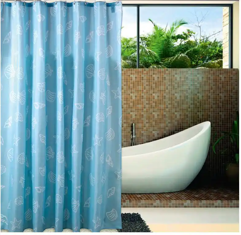 Koop Vandaag Sprchový závěs 180x200 cm, polyester, modrá, mušle (ZP006)