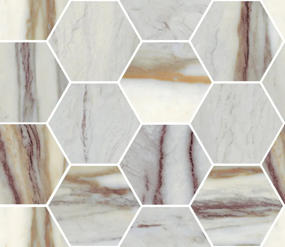Maxi Class Marble Indigo Kry - dlažba mozaika šestihran 30x34,5 modrá lesklá (CSAMCMNK34) Seizoensaanbieding