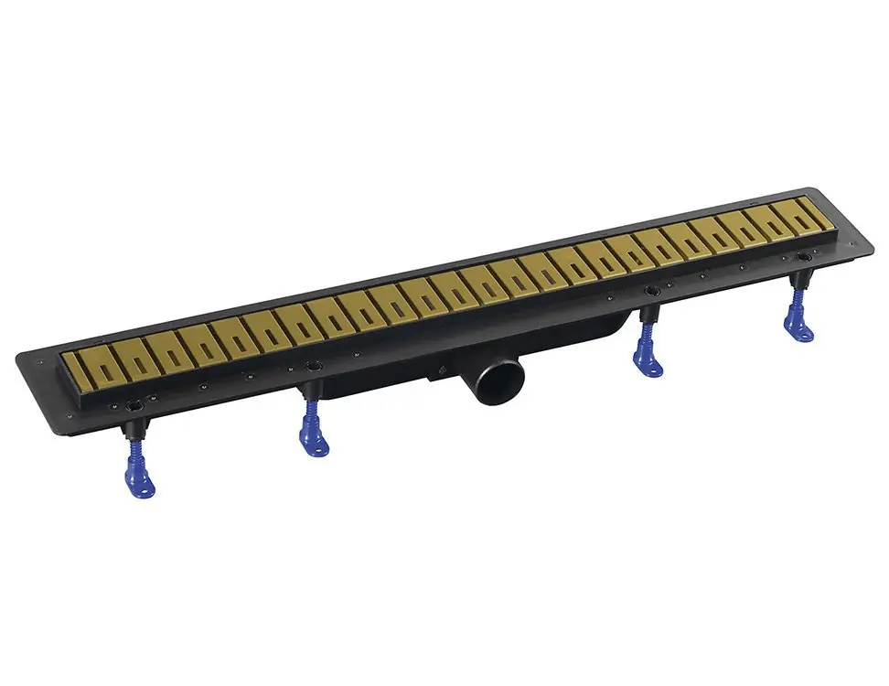 Actieprijs Klaver podlahový žlab s nerezovým roštem i pro dlažbu, L-910 mm, DN40, zlato mat (73741GB)