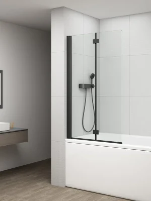 Rota Black vanová zástěna skládací 900 mm, čiré sklo (FB900) Bestseller