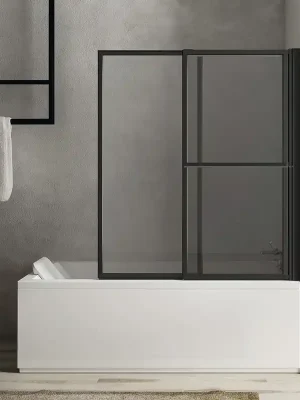 Olbia vanová zástěna s pneumatickým zdvihem, š. 1230 mm, černá mat, čiré sklo (30317B) Gratis Retour