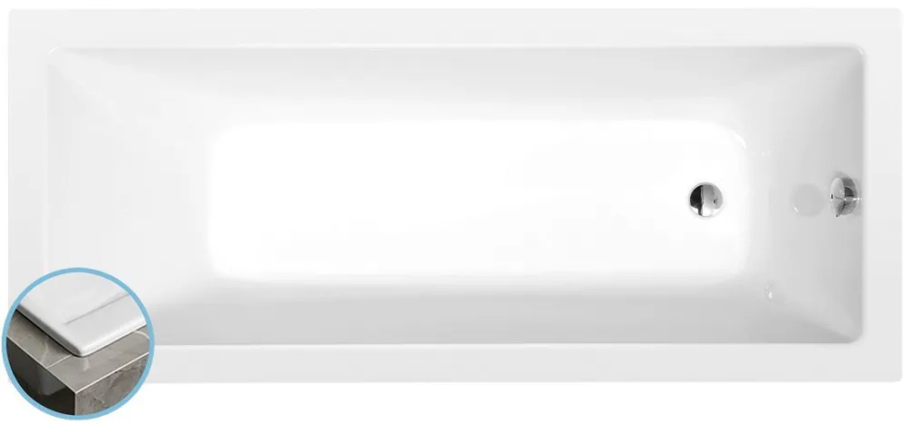 Noemi Slim obdélníková vana 160x70x39 cm, bílá (71707S) Ověřený