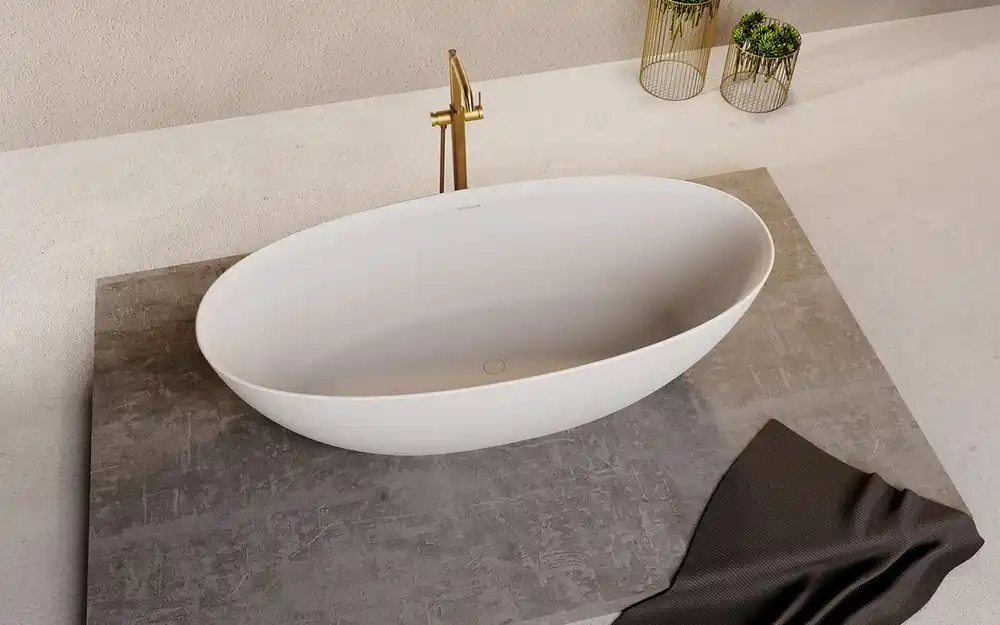 Noya volně stojící vana, solid surface, 170x76x56 cm, bílá mat (92330) Sleva