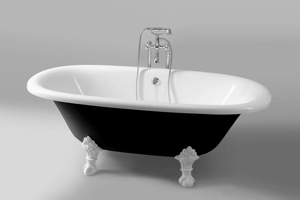 Rychlé Dodání Regata volně stojící vana 175x85x61 cm, nohy bílé, černá/bílá (10261)