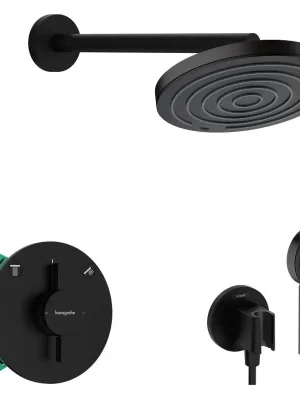 Koop Vandaag Sprchový set s baterií pod omítku, s tělesem, průměr 26 cm, 3 proudy, matná černá (SANI21HHH400)
