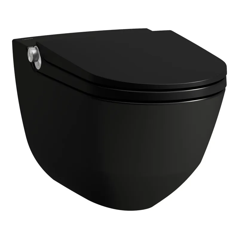 Cleanet Riva - závěsný klozet rimless s bidetovací funkcí, včetně sedátka, černá mat, nerezová ocel (H8206917160001) Meest Verkocht