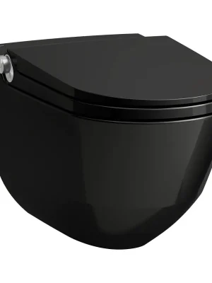 AKCE Cleanet Riva černá lesk - závěsný klozet+podomítkový modul+černé tlačítko (H8206910200001+černé tlačítko) Populair