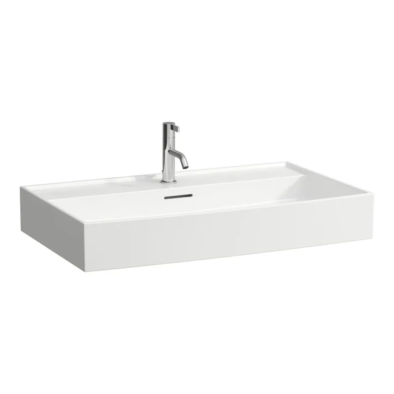 Rechtstreeks Van De Fabrikant Kartell by Laufen - umyvadlo 80x46, broušená spodní část, otvor pro baterii, přepad (H8163360001041)