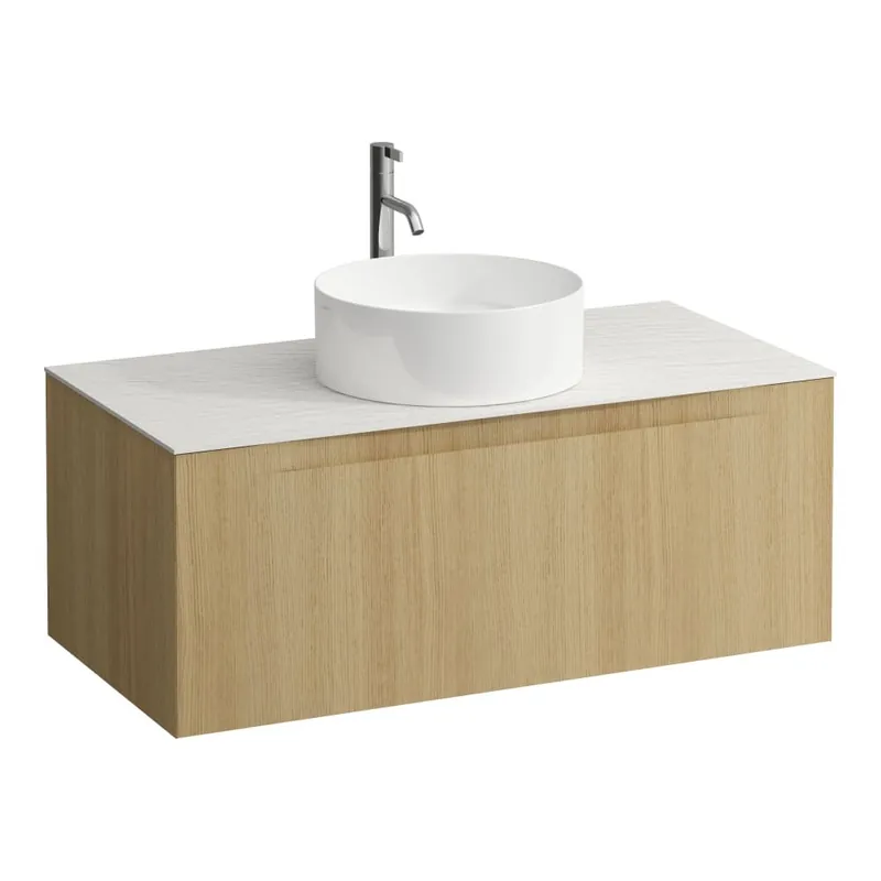 Shop Nu Arun - zásuvkový element 1000, s jednou zásuvkou, s výřezem uprostřed, s vrchní deskou Ardesia Bianca vč. otvoru pro baterii (H4141151512501)