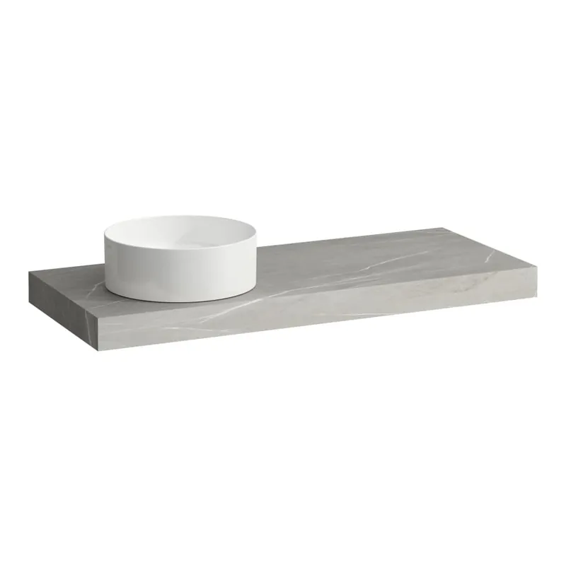Arun - umyvadlová deska 1200, s výřezem vlevo, tloušťka 80 mm, včetně 2 nástěnných držáků (H4191221517701) Beperkte Voorraad