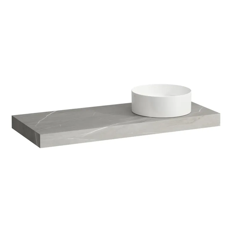 Arun - umyvadlová deska 1200, s výřezem vpravo, tloušťka 80 mm, včetně 2 nástěnných držáků (H4191231517701) Gereduceerde Prijs