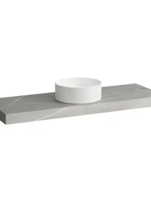 Arun - umyvadlová deska 1400, s výřezem uprostřed, tloušťka 80 mm, včetně 3 nástěnných držáků (H4191311517701) Must-Have