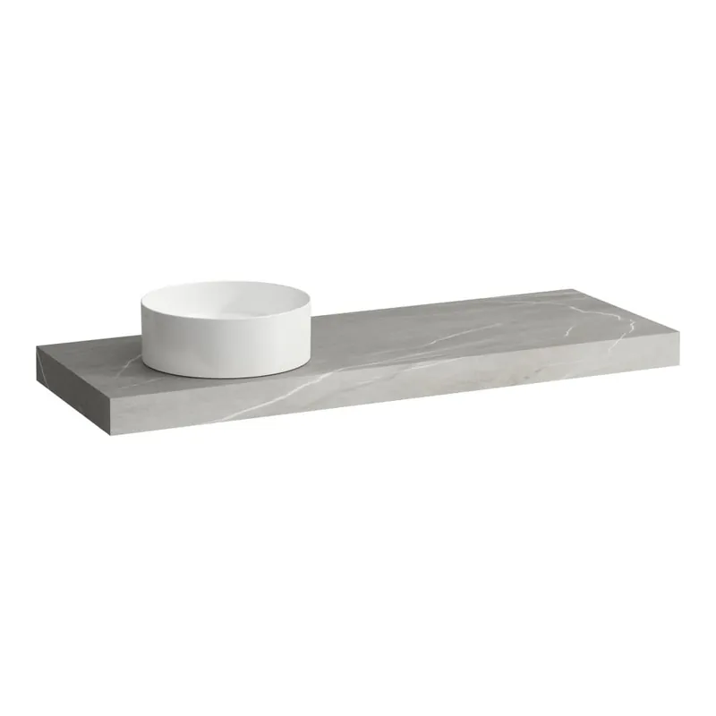 Shop Nu Arun - umyvadlová deska 1400, s výřezem vlevo, tloušťka 80 mm, včetně 3 nástěnných držáků (H4191321517701)
