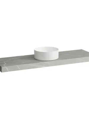 Arun - umyvadlová deska 1600, s výřezem uprostřed, tloušťka 80 mm, včetně 3 nástěnných držáků (H4191411517701) Superprijs